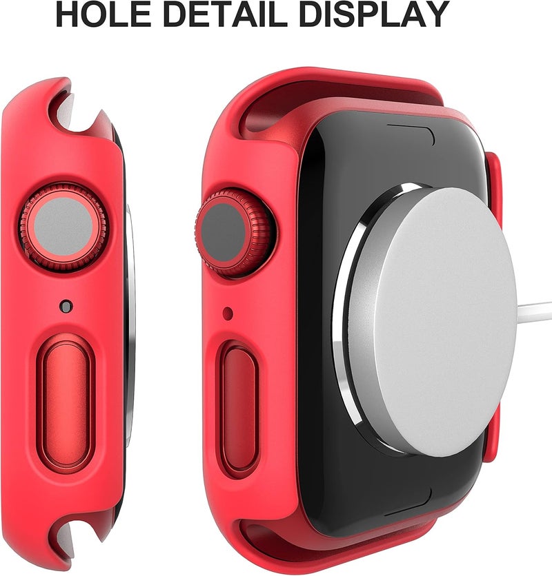 Diruite Apple Watch Series 7 45mm Case, 2-Pack Tempered Glass Screen Protector, Red - Image 4